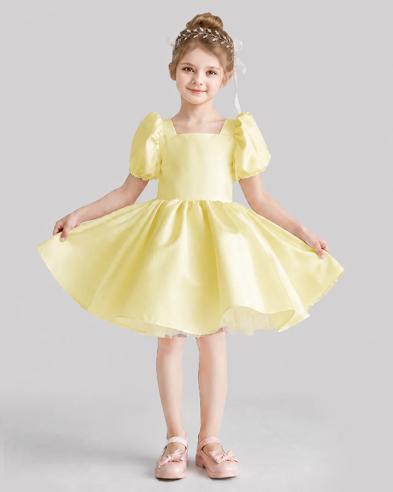 Daffodil Flared Flower Girl Dresses Front