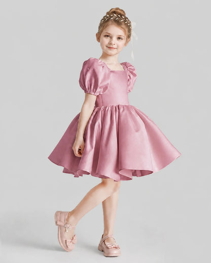 Dusty Rose Flared Flower Girl Dresses Side