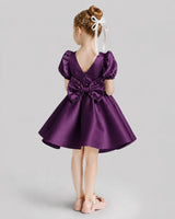 Grape Flared Flower Girl Dresses Back