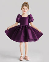 Grape Flared Flower Girl Dresses Front