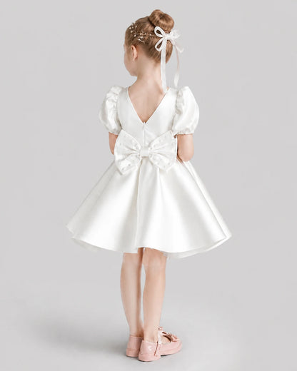Ivory Flared Flower Girl Dresses Back
