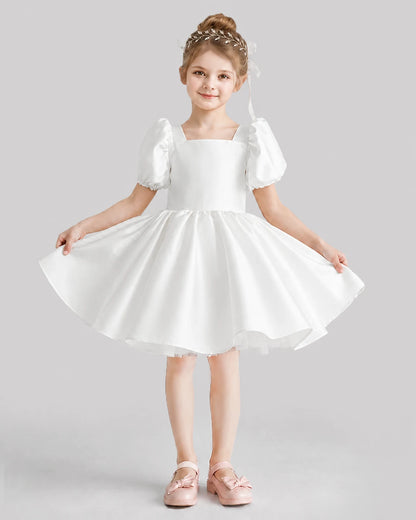 Ivory Flared Flower Girl Dresses Front