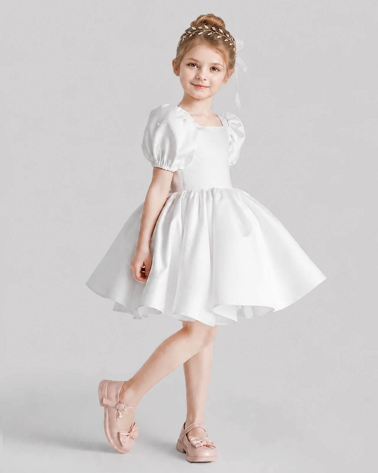 Ivory Flared Flower Girl Dresses Side