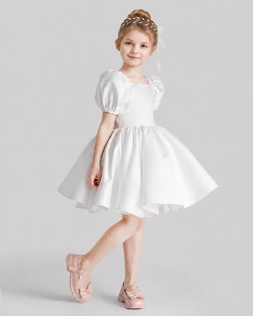 Ivory Flared Flower Girl Dresses Side