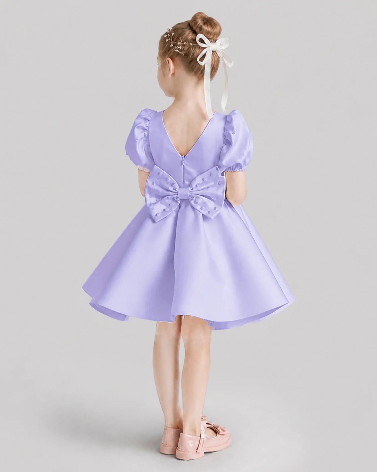 Lavender Flared Flower Girl Dresses Back
