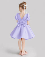 Lavender Flared Flower Girl Dresses Back