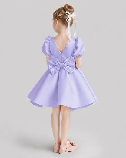 Lavender Flared Flower Girl Dresses Back