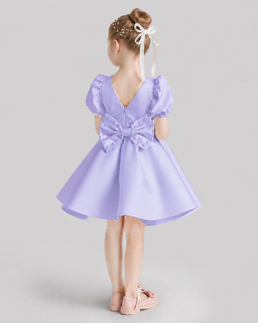 Lavender Flared Flower Girl Dresses Back