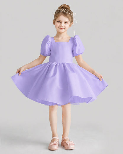 Lavender Flared Flower Girl Dresses Front