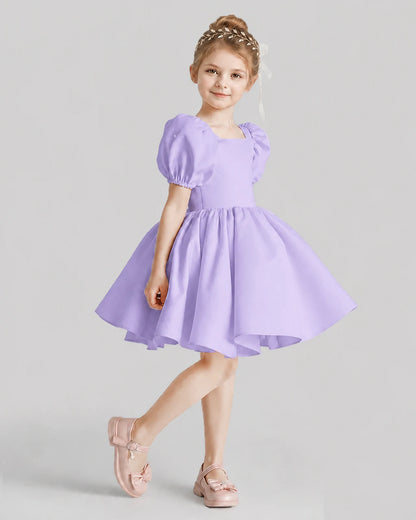 Lavender Flared Flower Girl Dresses Side
