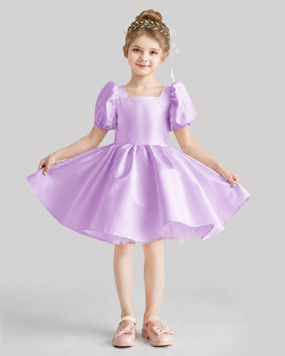 Lilac Flared Flower Girl Dresses Front