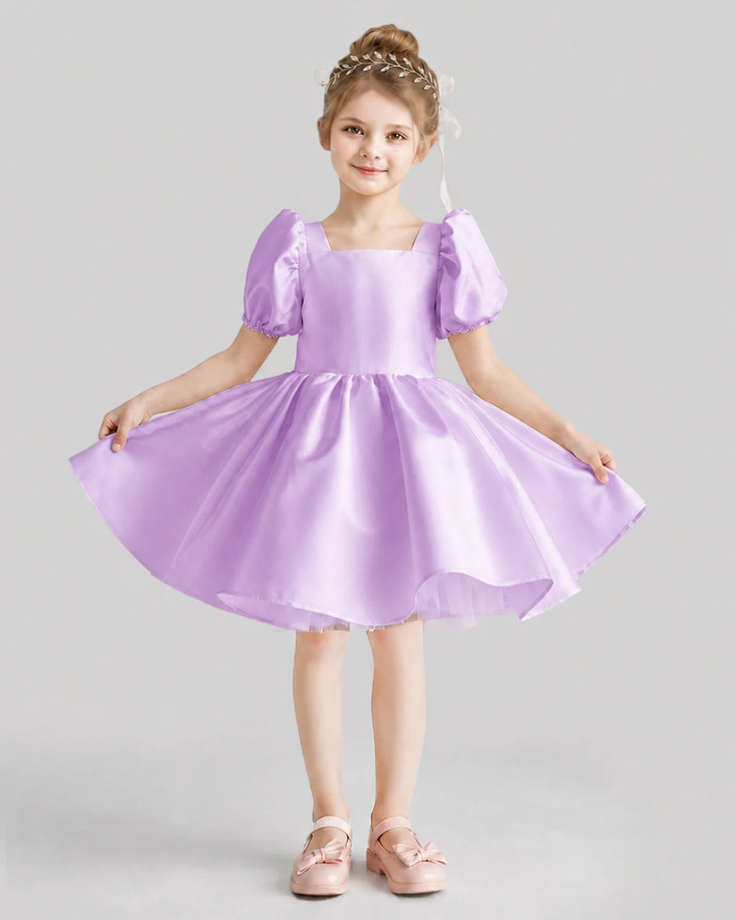 Lilac Flared Flower Girl Dresses Front