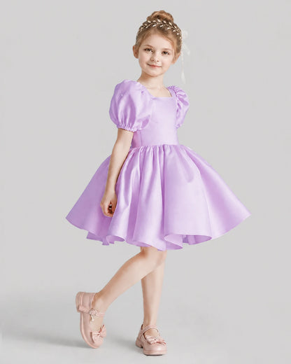 Lilac Flared Flower Girl Dresses Side