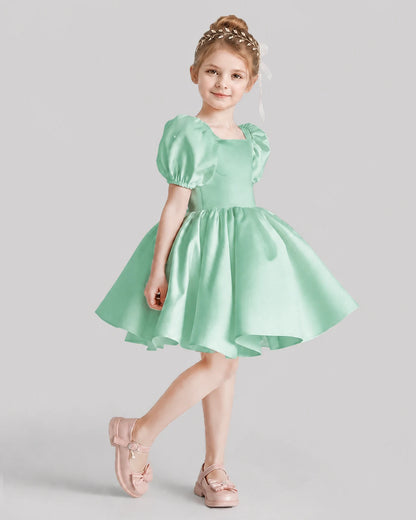 Mint Green Flared Flower Girl Dresses Side