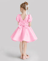 Pink Flared Flower Girl Dresses Back