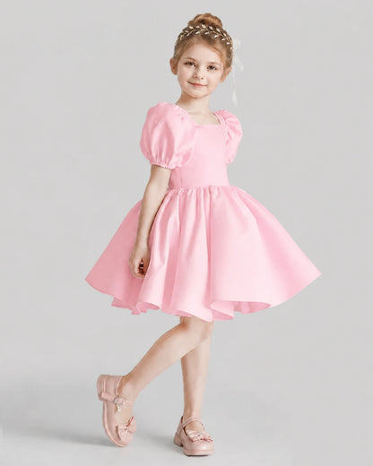 Pink Flared Flower Girl Dresses Side
