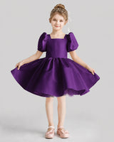 Purple Flared Flower Girl Dresses Front