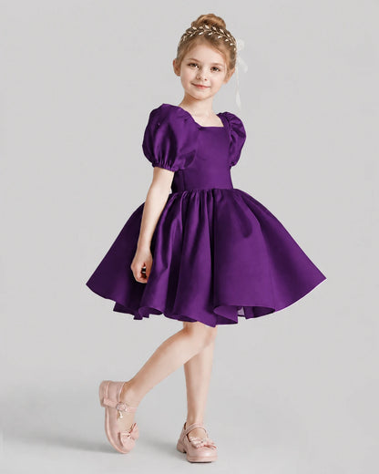 Purple Flared Flower Girl Dresses Side
