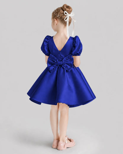 Royal Blue Flared Flower Girl Dresses Back