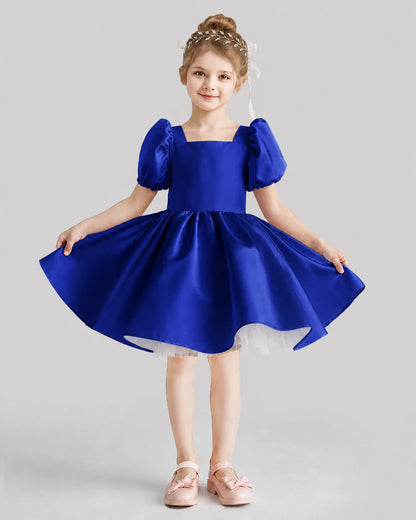 Royal Blue Flared Flower Girl Dresses Front