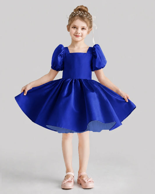 Royal Blue Flared Flower Girl Dresses Front