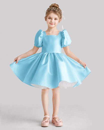 Sky Blue Flared Flower Girl Dresses Front