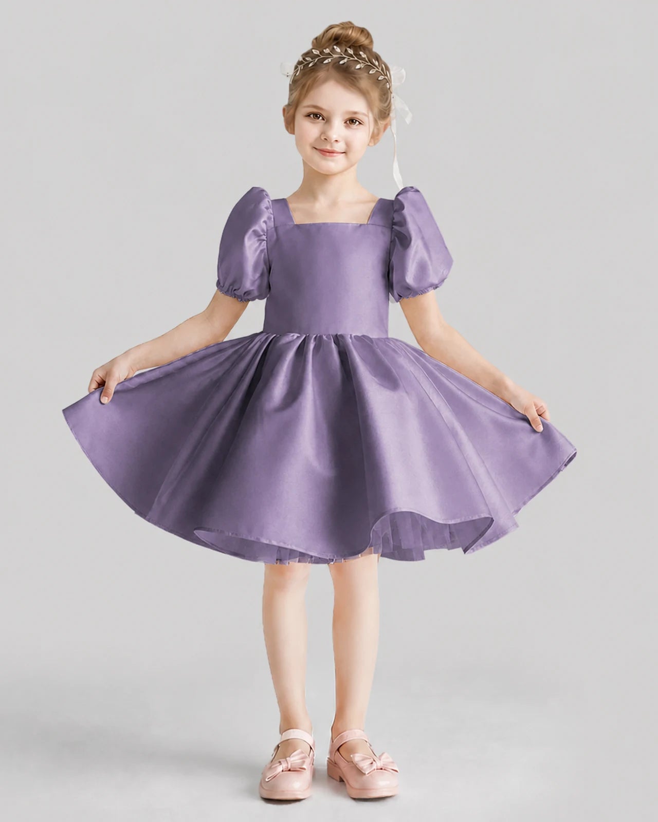 Wisteria Flared Flower Girl Dresses Front