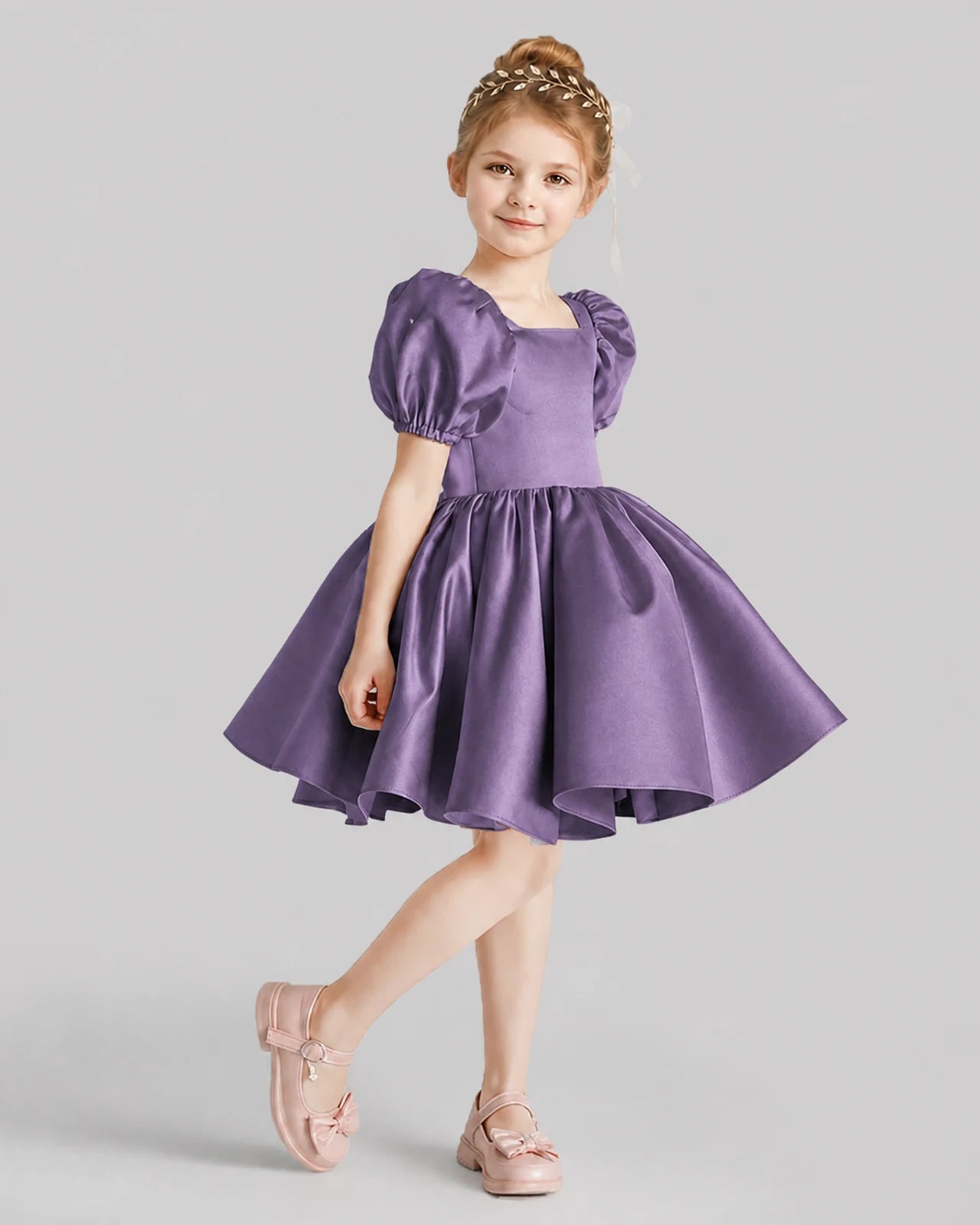 Wisteria Flared Flower Girl Dresses Side