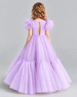 Lilac Ball Gown Girls Pageant Dresses Back