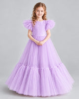Lilac Ball Gown Girls Pageant Dresses Pose