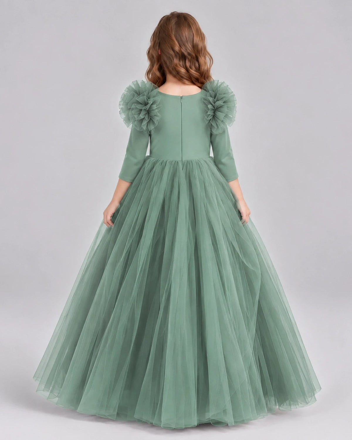 Eucalyptus Ball Gown Girls Formal Dresses Back