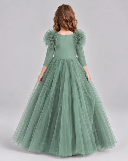 Eucalyptus Ball Gown Girls Formal Dresses Back