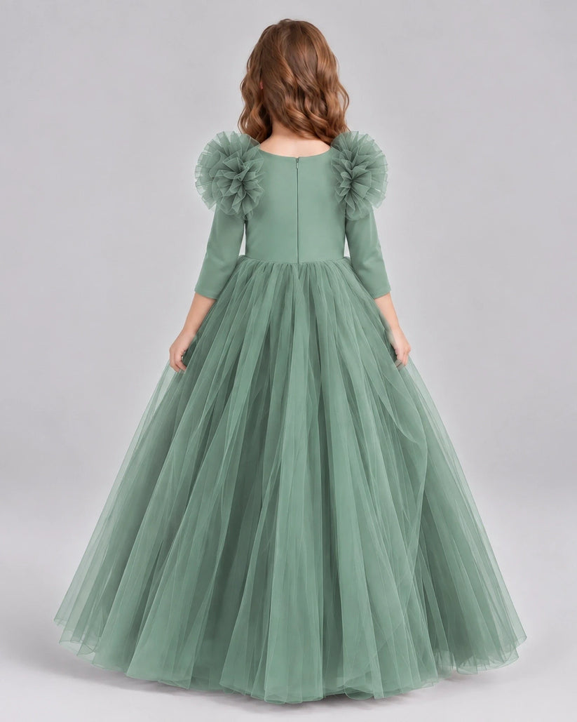 Eucalyptus Ball Gown Girls Formal Dresses Back
