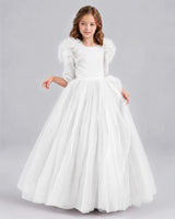 Ivory Ball Gown Girls Formal Dresses Front