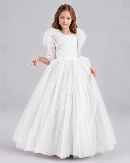 Ivory Ball Gown Girls Formal Dresses Front