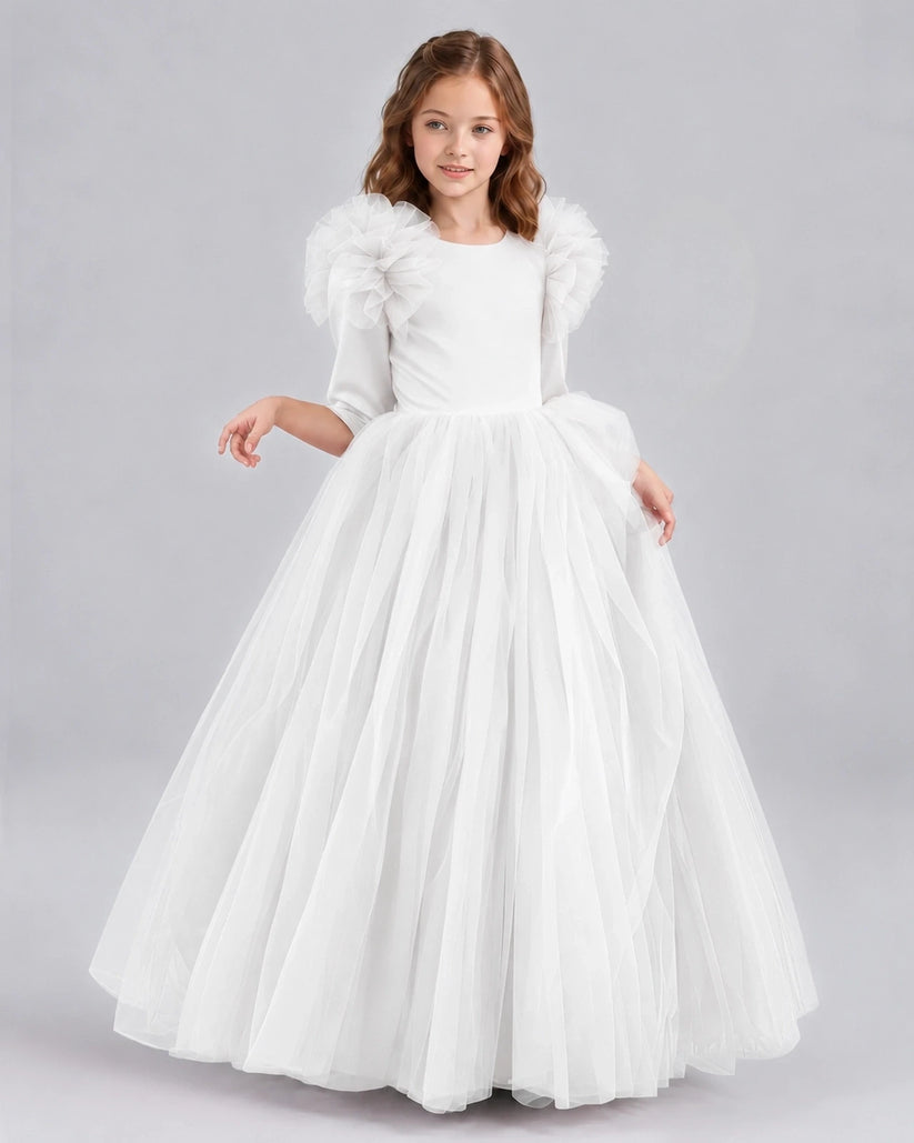 Ivory Ball Gown Girls Formal Dresses Front