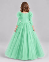 Mint Green Ball Gown Girls Formal Dresses Back