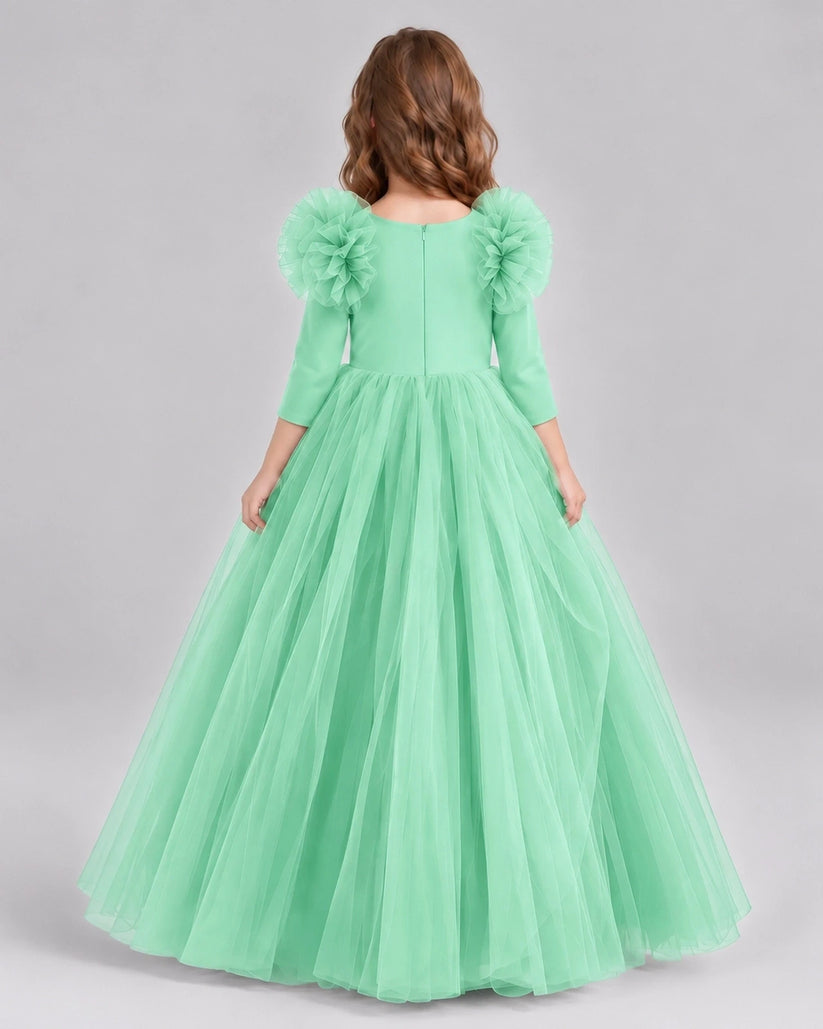 Mint Green Ball Gown Girls Formal Dresses Back