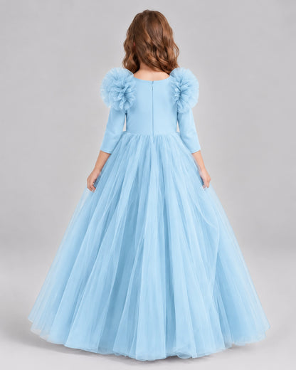 Baby Blue Ball Gown Girls Formal Dresses Back