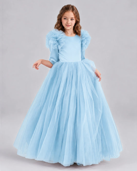 Baby Blue Ball Gown Girls Formal Dresses Front