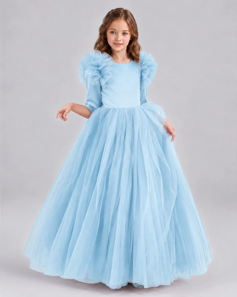 Baby Blue Ball Gown Girls Formal Dresses Front