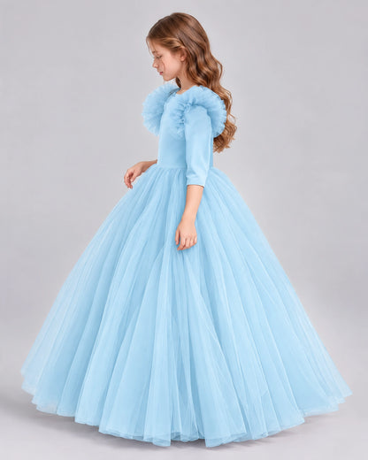Baby Blue Ball Gown Girls Formal Dresses Side