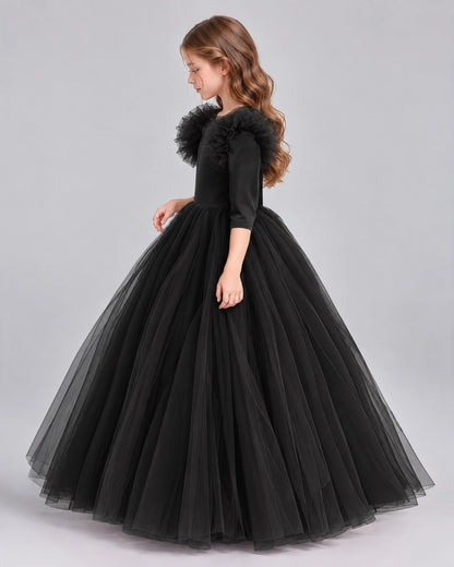 Black Ball Gown Girls Formal Dresses Side