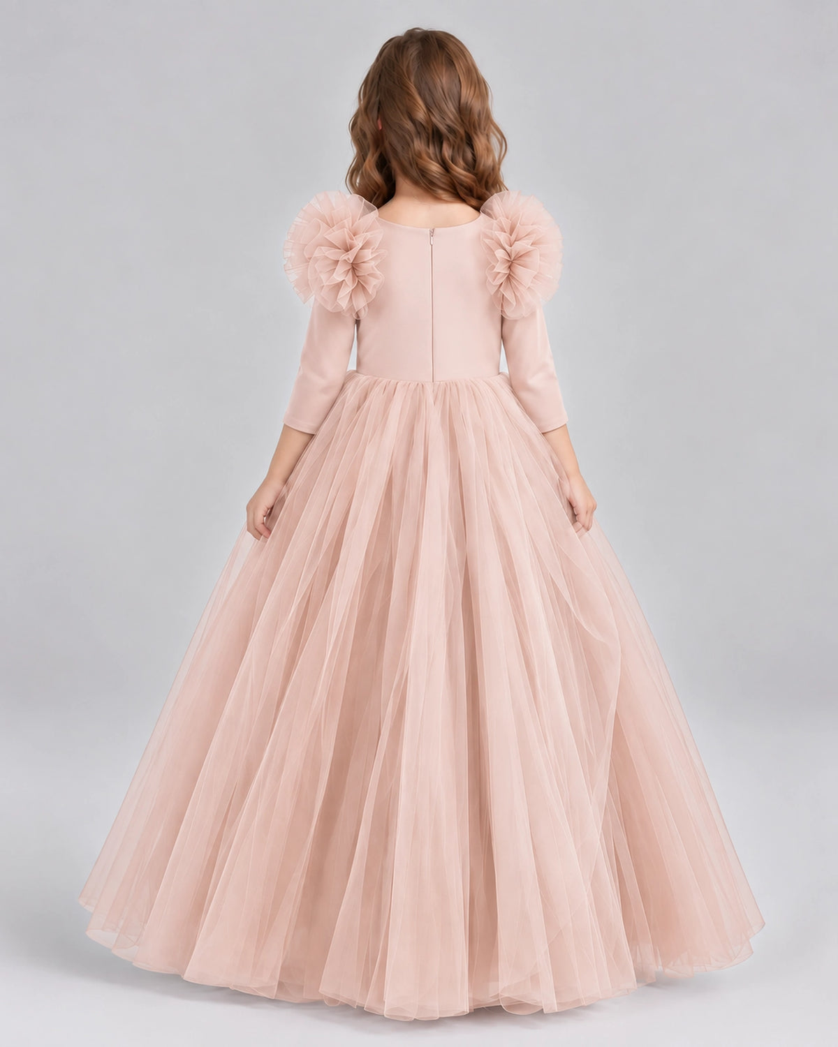 Blush Pink Ball Gown Girls Formal Dresses Back
