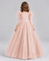 Blush Pink Ball Gown Girls Formal Dresses Back