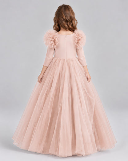 Blush Pink Ball Gown Girls Formal Dresses Back