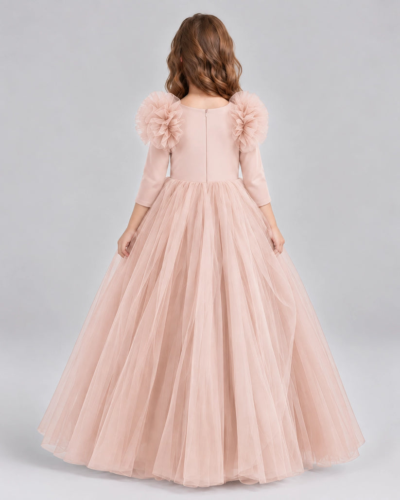 Blush Pink Ball Gown Girls Formal Dresses Back
