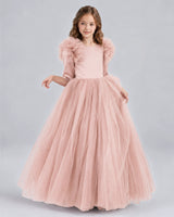 Blush Pink Ball Gown Girls Formal Dresses Front