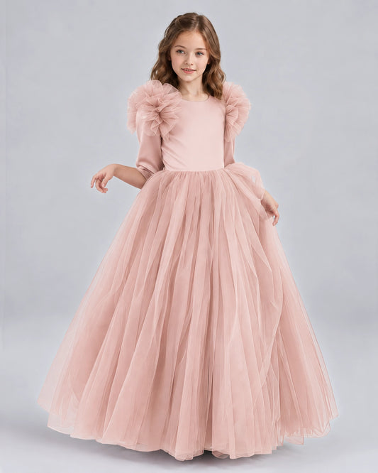 Blush Pink Ball Gown Girls Formal Dresses Front