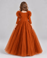 Burnt Orange Ball Gown Girls Formal Dresses Back